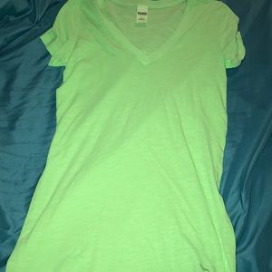 Green PINK Burnout V-Neck